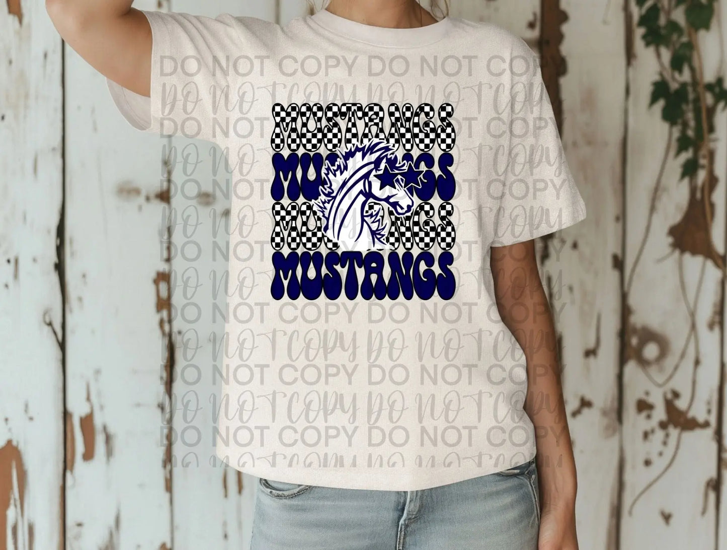 Checkered mustang stacked - Branded By Barta