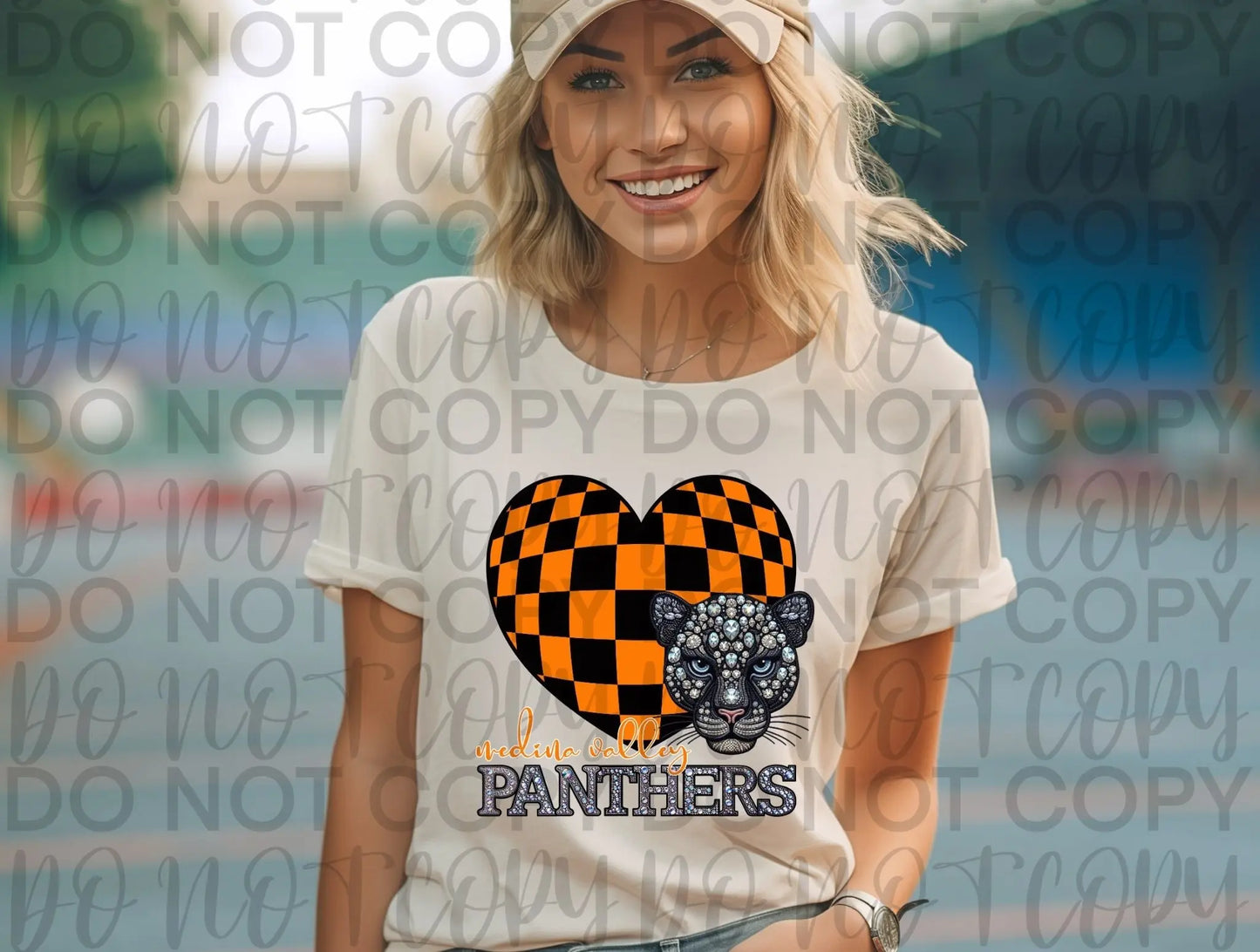 Panther checkered heart with rhinestone - Branded By Barta