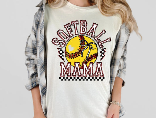 Softball mama checkered with red - Branded By Barta