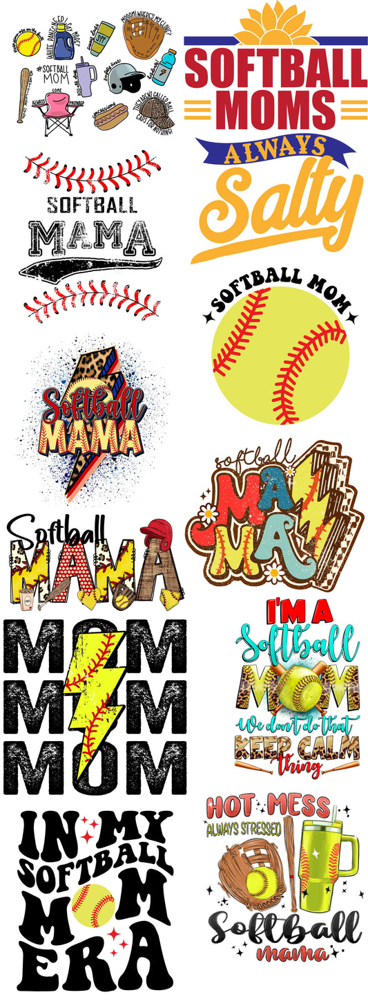 Softball Mom 1 Pre Made Gang Sheet