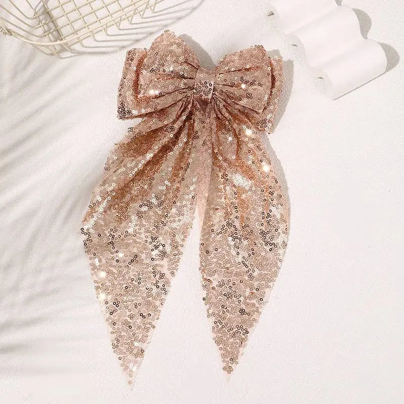 SEQUIN GLITTER ORGANZA BOW RIBBON HAIR CLIPS | 40H921 JOSSLYN by wall to wall