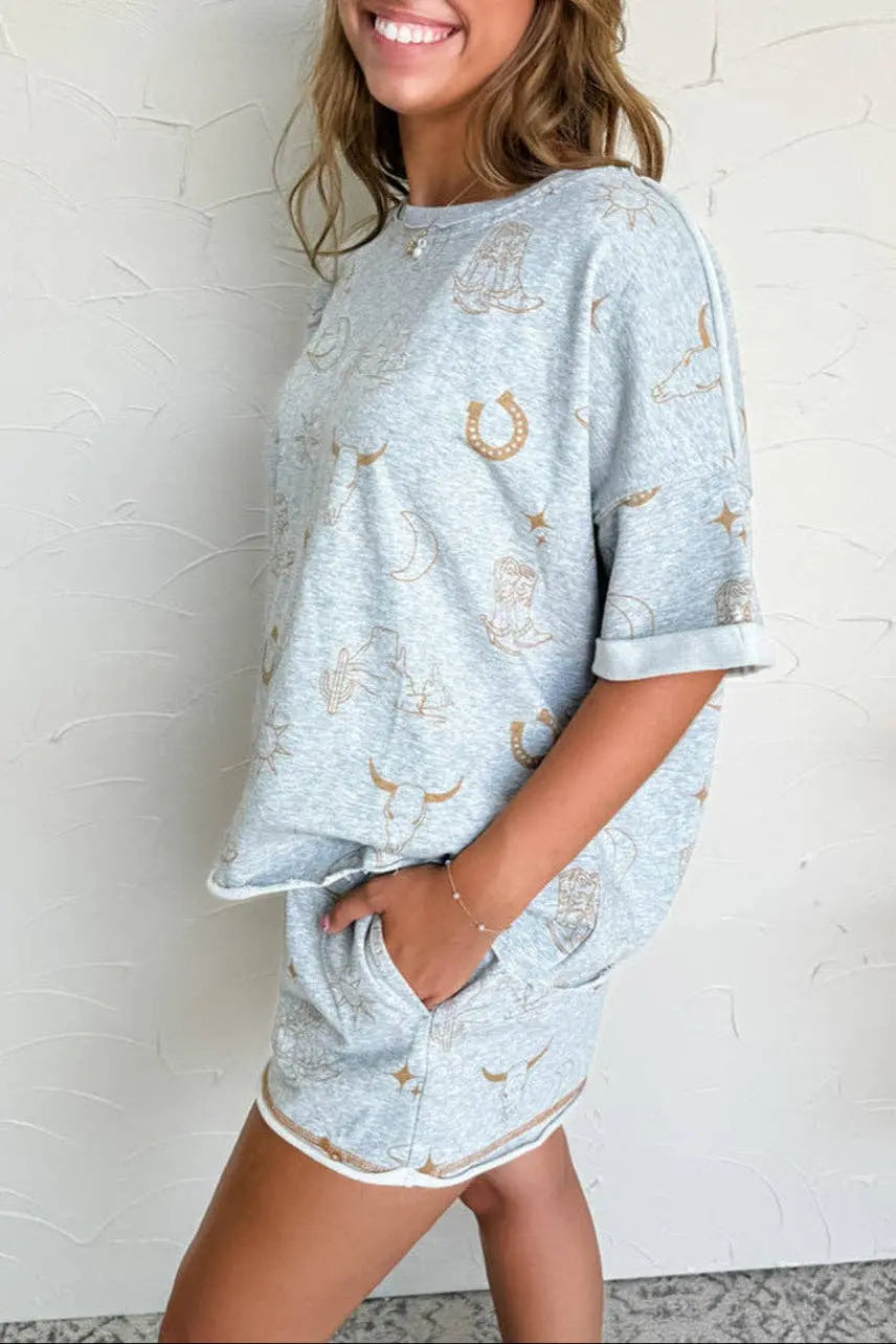 Western T-Shirt And Shorts Set - Branded By Barta