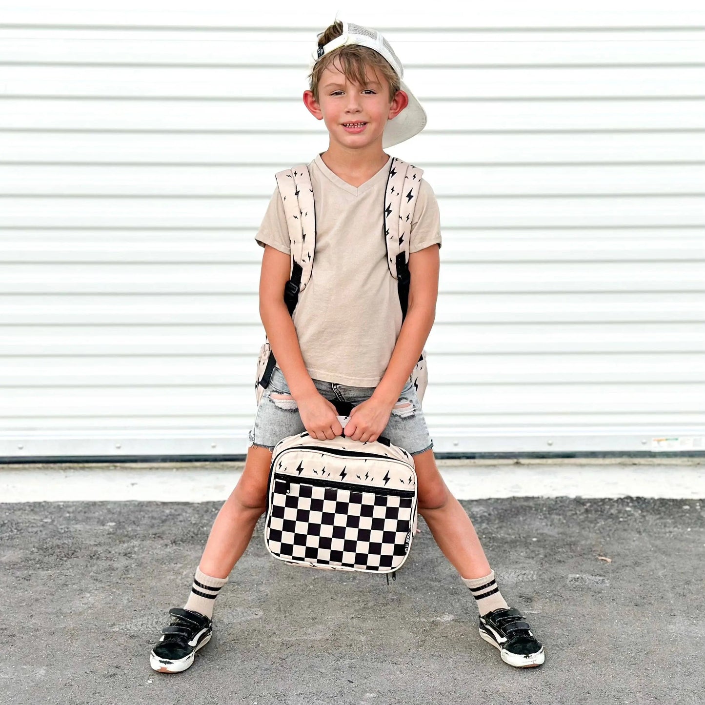 Beige Bolt Lunch Box Kickin it up Socks