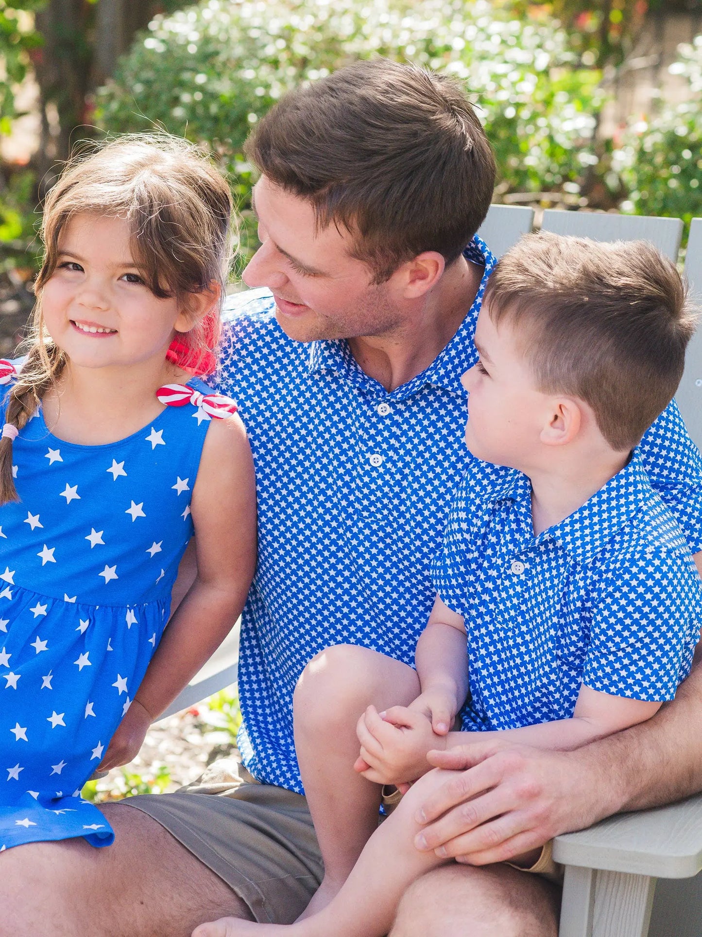 Boys Tiny Blue Stars Knit Short Sleeve Performance Polo RuffleButts + RuggedButts