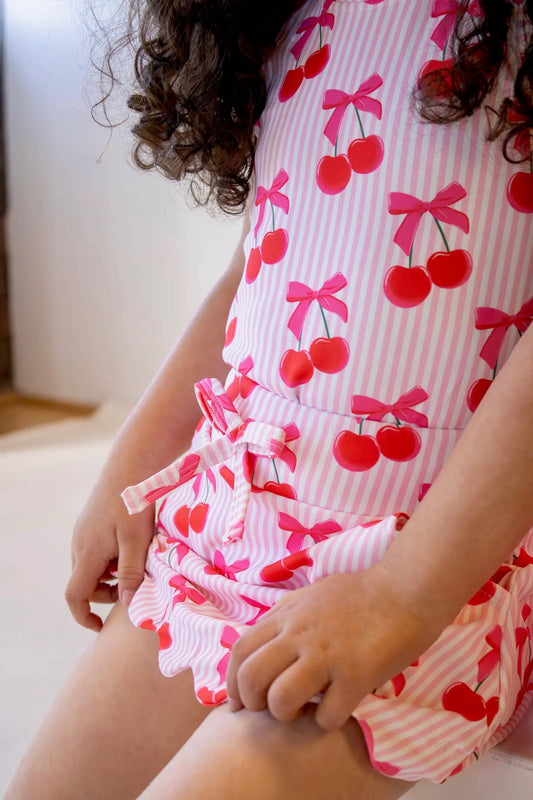 Scalloped Skirt Set- Cherry Pop Wild Luxe