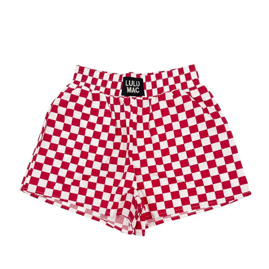 BXCK-DARK RED WHITE CHECK BOXER SHORT Girlie Girl Originals