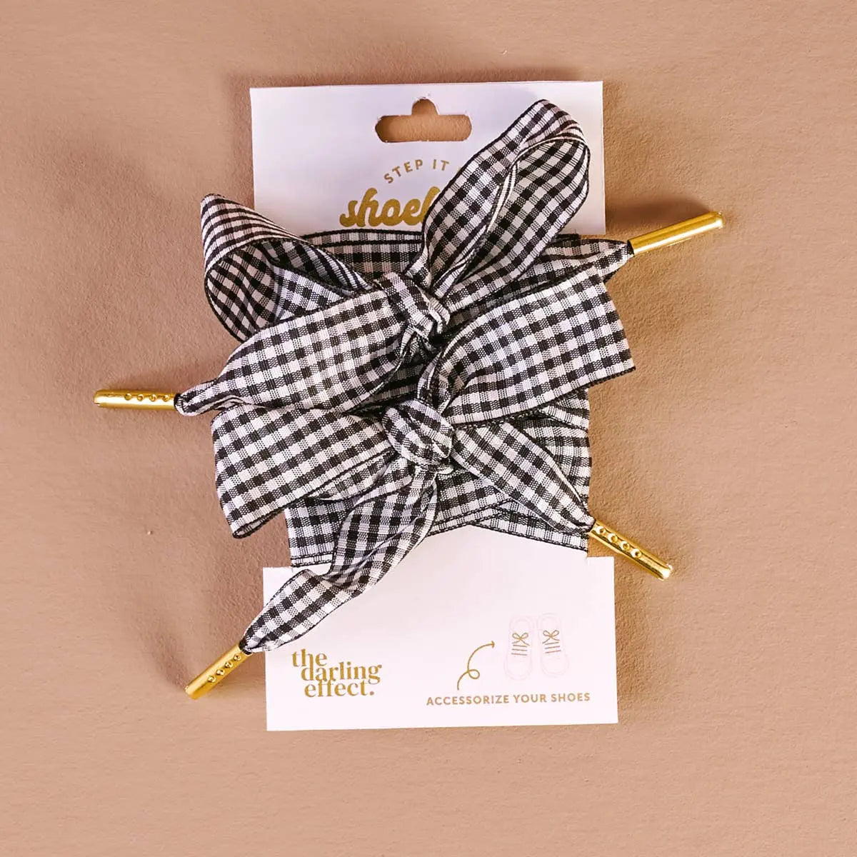 Step It Up Shoelaces–Gingham Black The Darling Effect