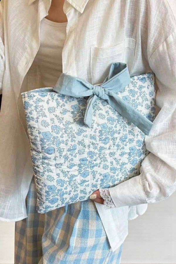 Phoebe Blue Floral Bible Cover Nash Grey