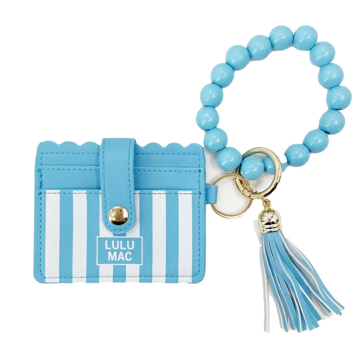 LM-7311 Beaded Wristlet ID Wallet Blue Stripe Darby Girlie Girl Originals