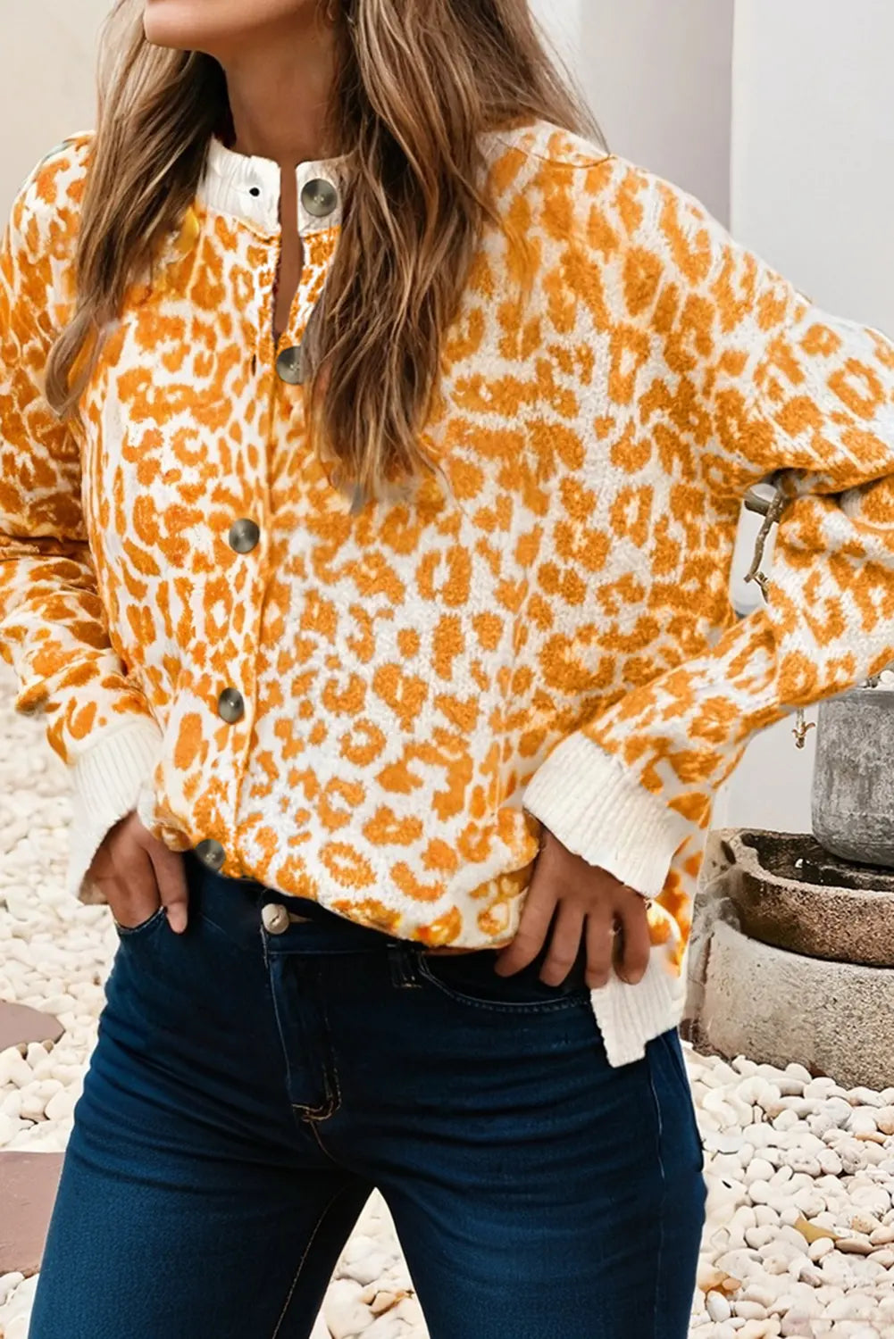 LDC Leopard Drop Shoulder Chunky Knitted Cardigan Sweater Little Daisy Closet