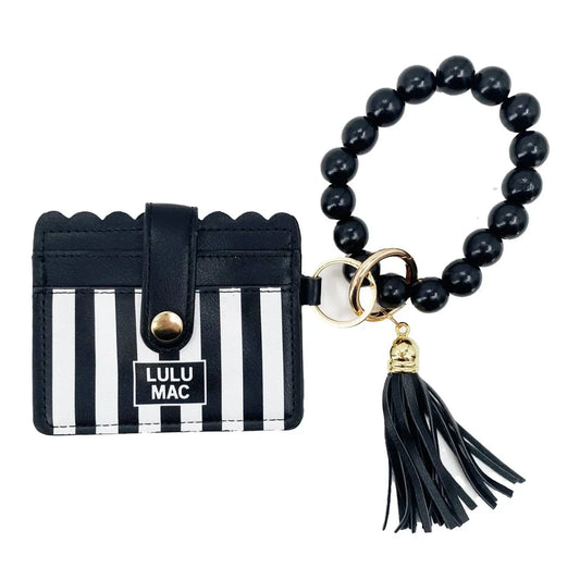 LM-7311 Beaded Wristlet ID Wallet Black Stripe Darby Girlie Girl Originals