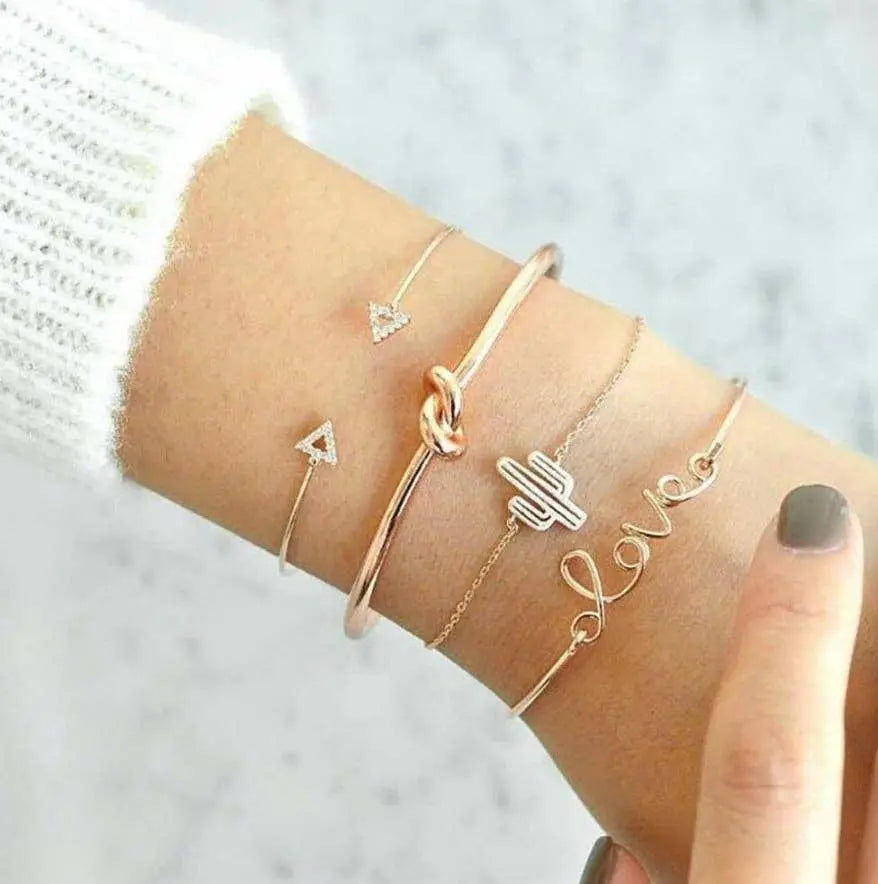 Gold 4 Piece Love Cactus Bracelet Set Kate Tuesday Jewelry