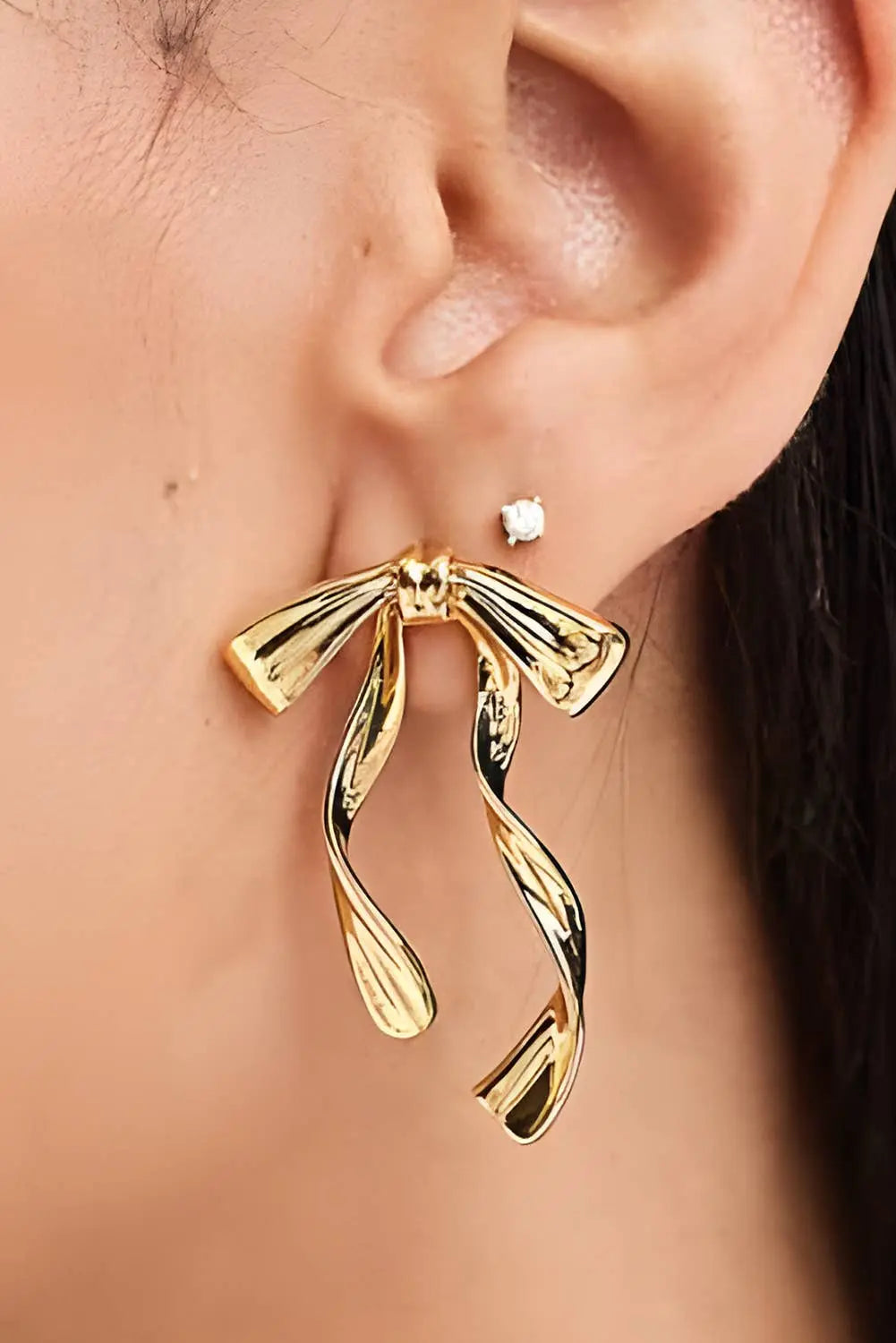 Bow Knot Plated Alloy Stud Earrings Little Daisy Closet