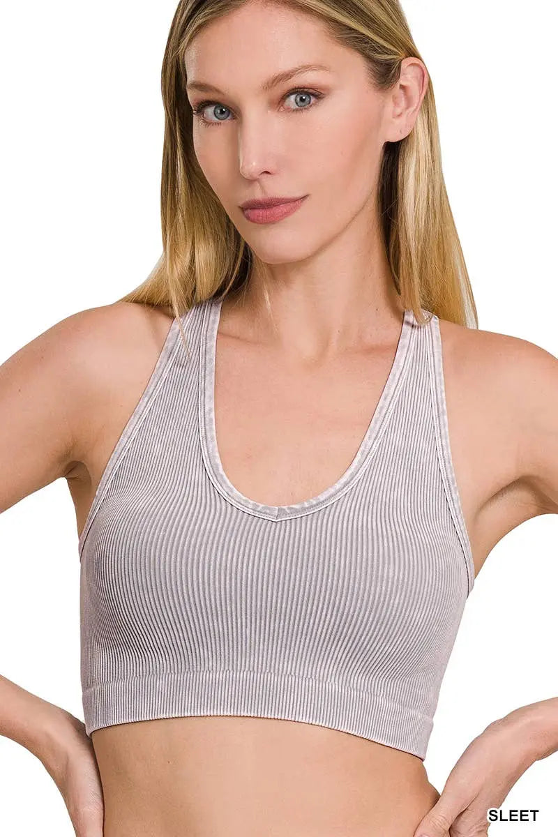 Washed rib Seamless Racerback Bra - Branded By Barta