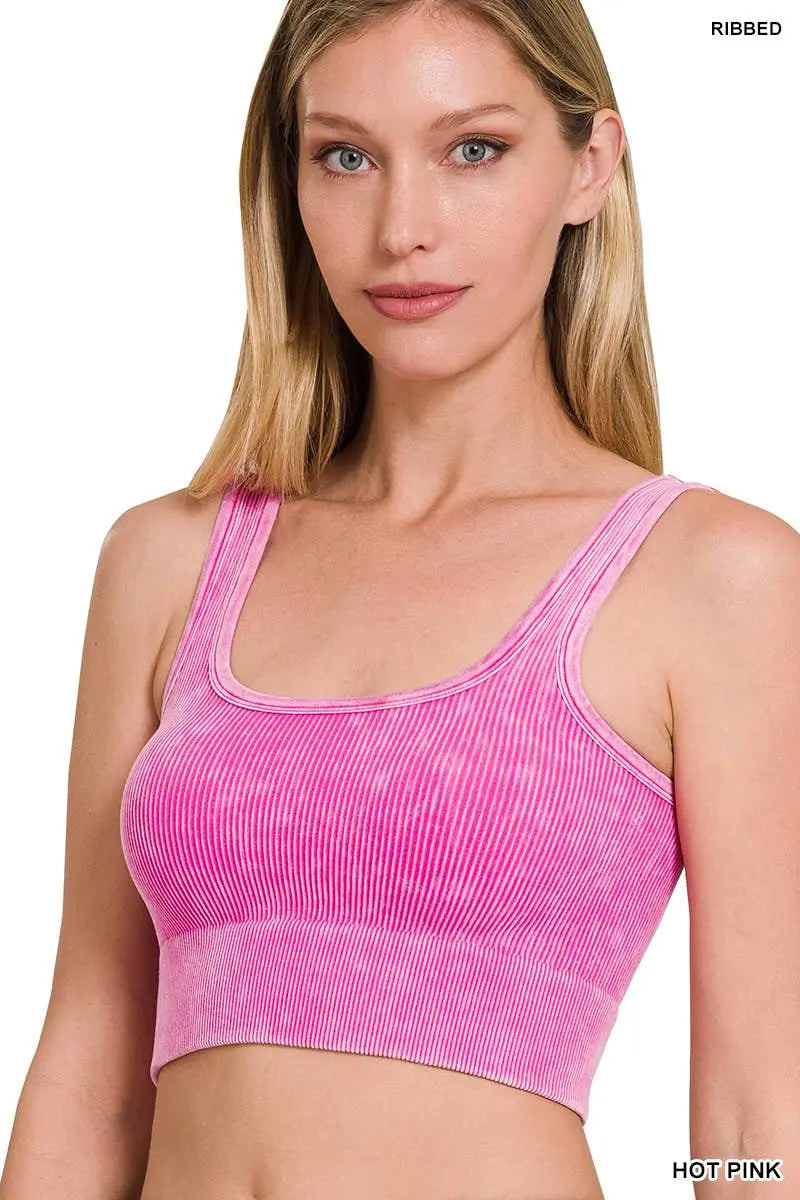 Washed Rib Square neck Crop Tank - Branded By Barta