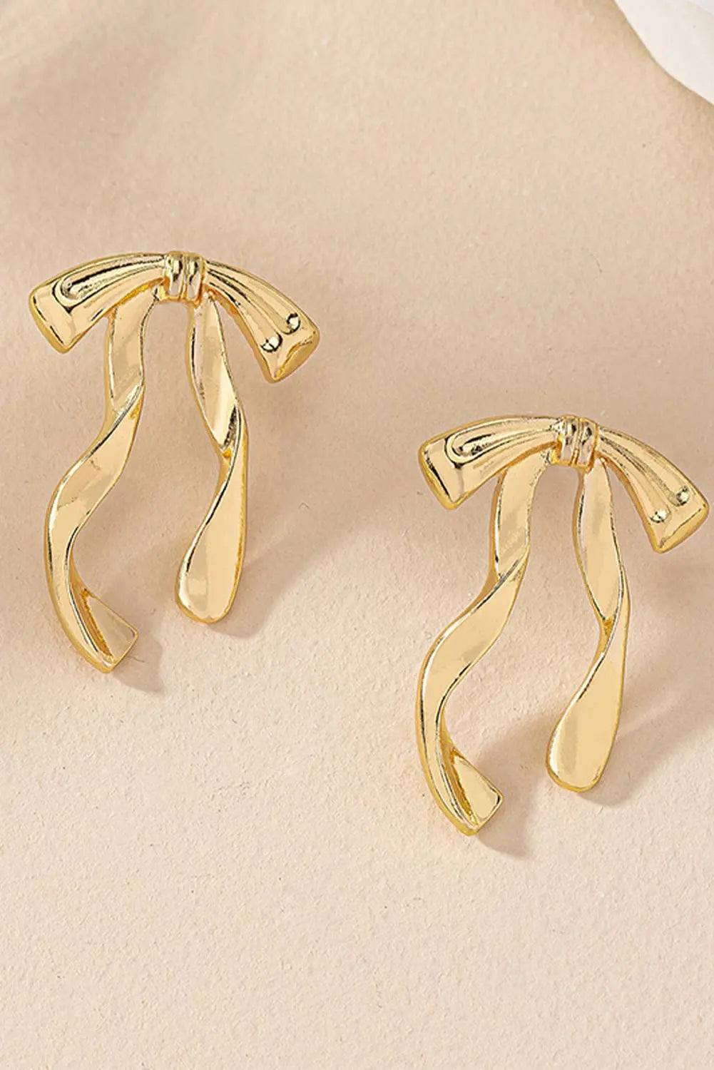 Bow Knot Plated Alloy Stud Earrings Little Daisy Closet