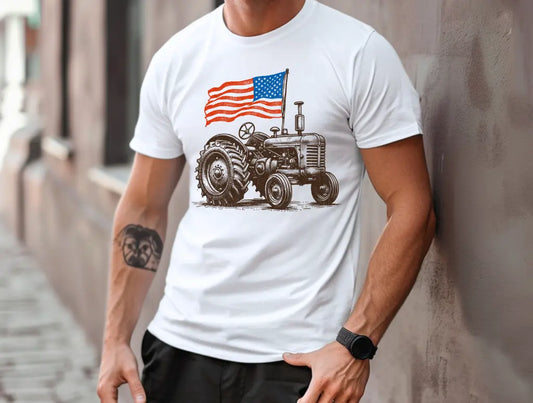 American Flag With Tractor - Branded By Barta