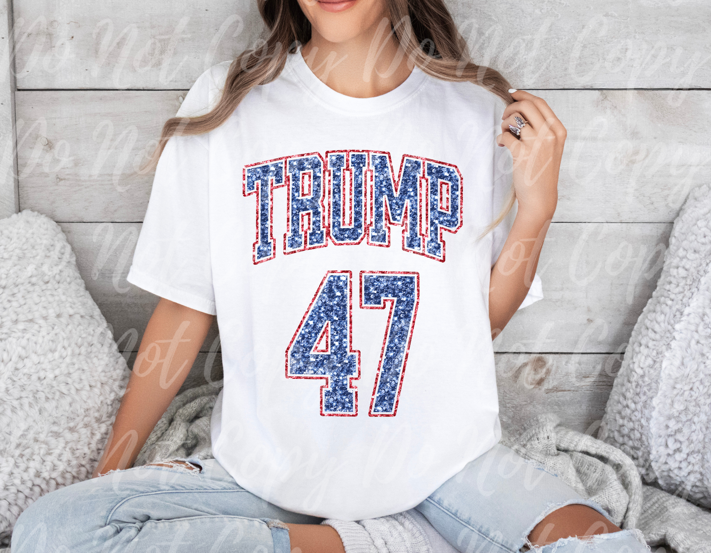 Trump 47 Varsity Faux Glitter