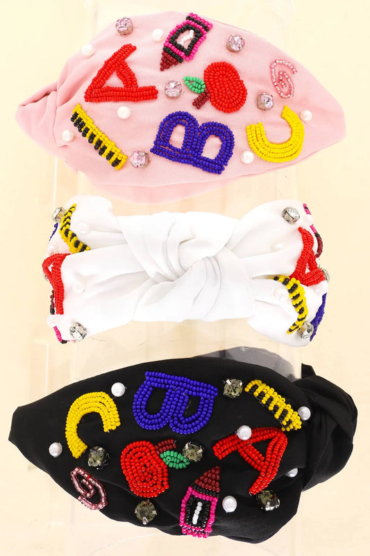 Teacher Appreciate Beaded Knotted Headband SP Sophia Collection