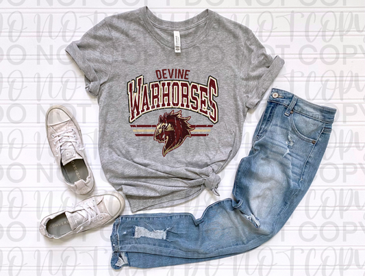 Devine Warhorses Distressed Mascot Tee