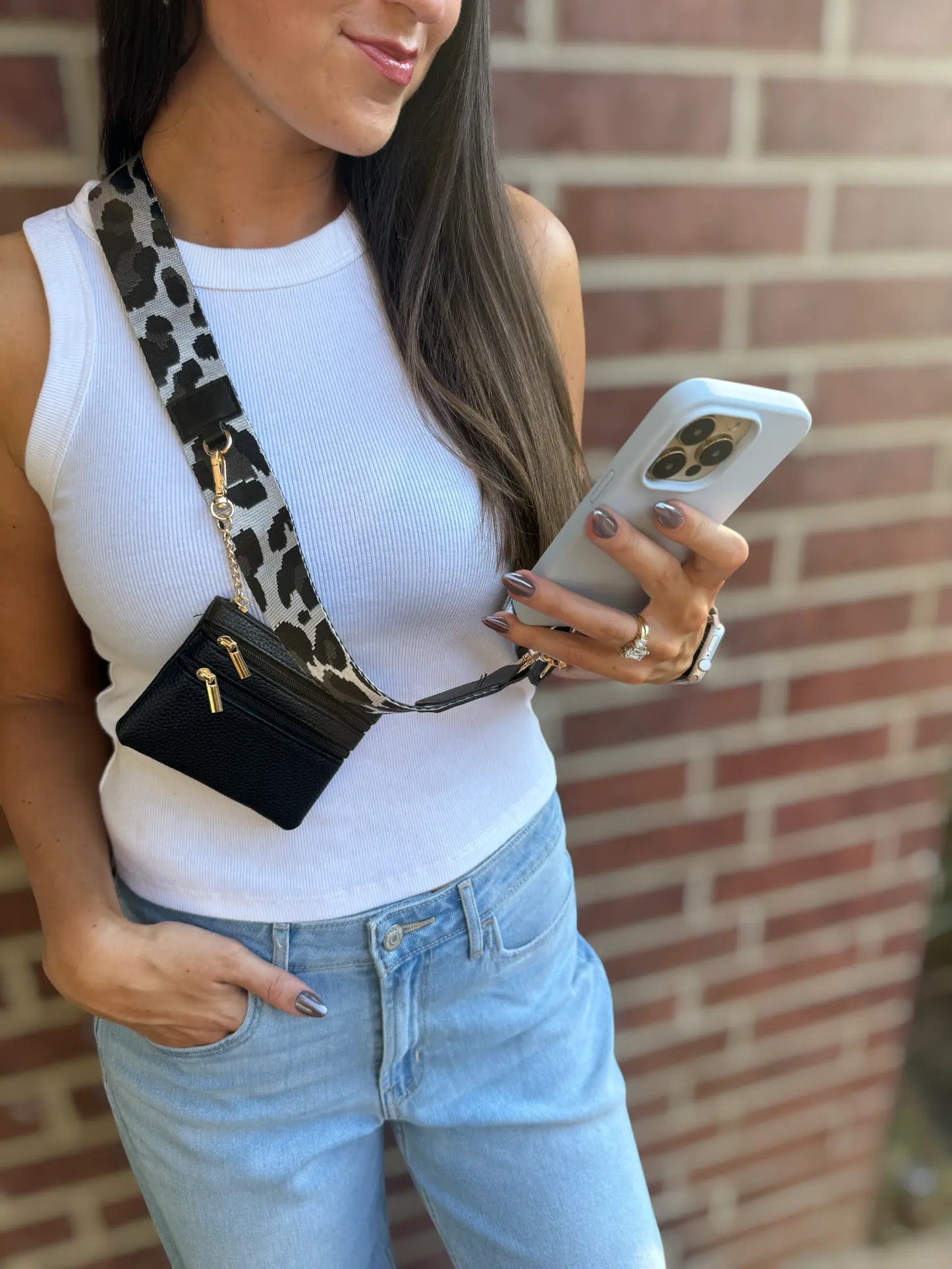 CG8844-21 Cell Phone Crossbody Black White Girlie Girl Originals
