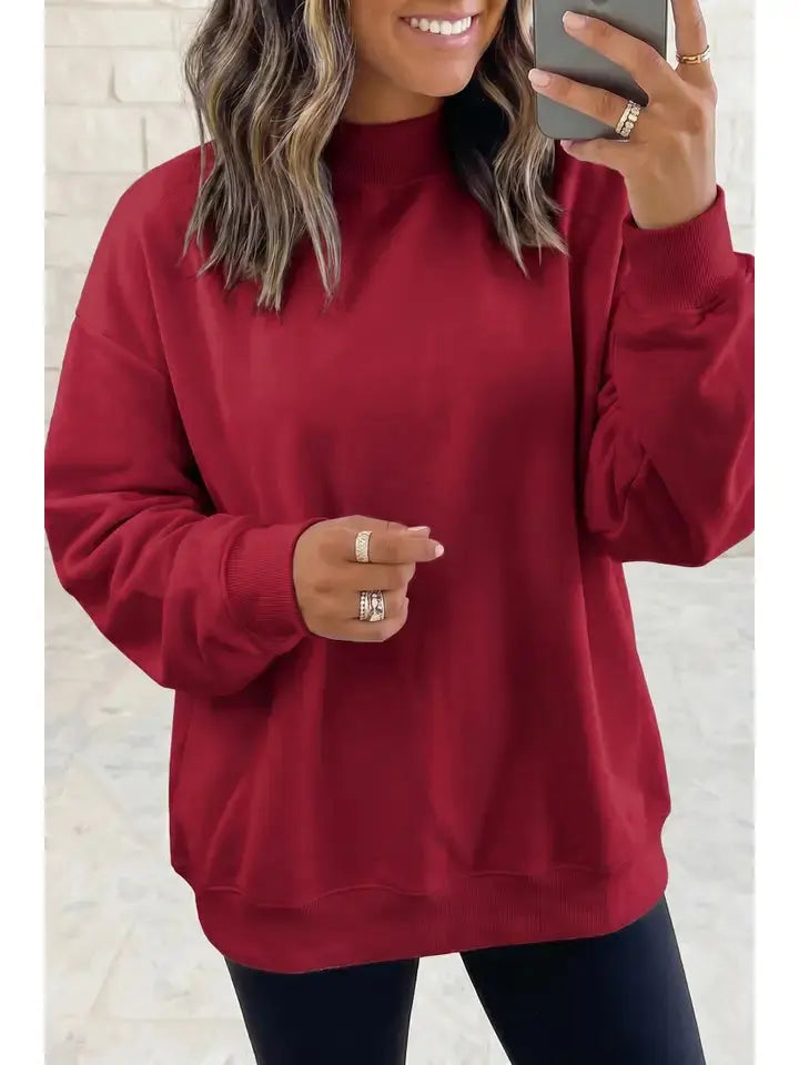 Drop Shoulder Blank Reversible Mock Neck Sweatshirt BBB Powered By ODS
