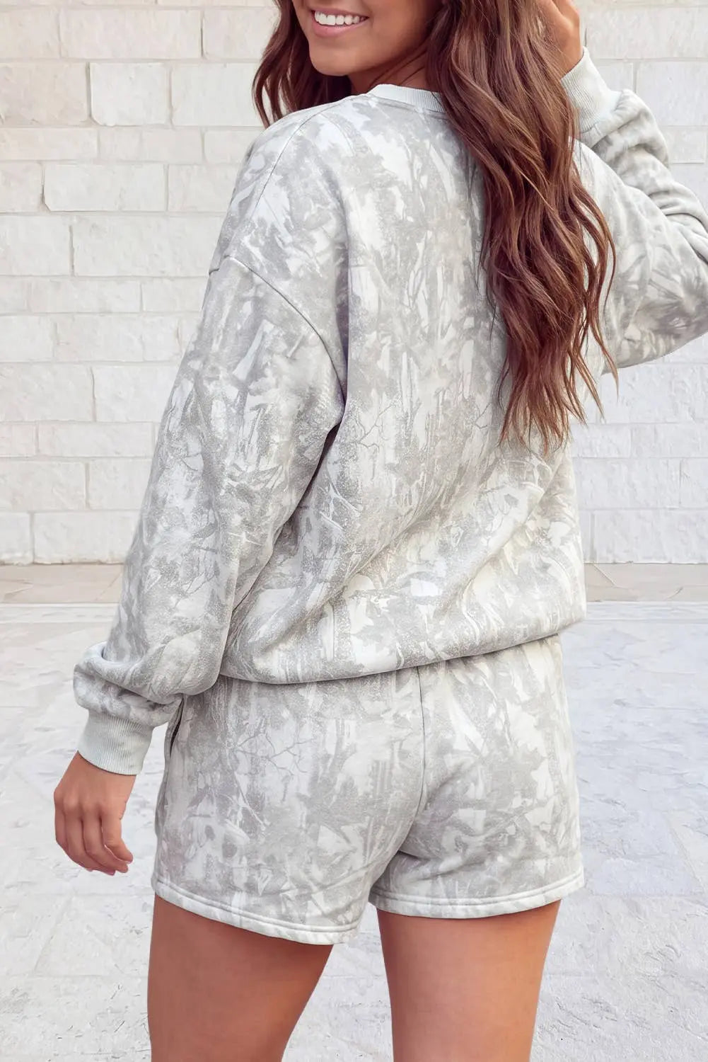 Camo Print Bubble Sleeve Sweatshirt&Drawstring Set S–4X 1 the Woman