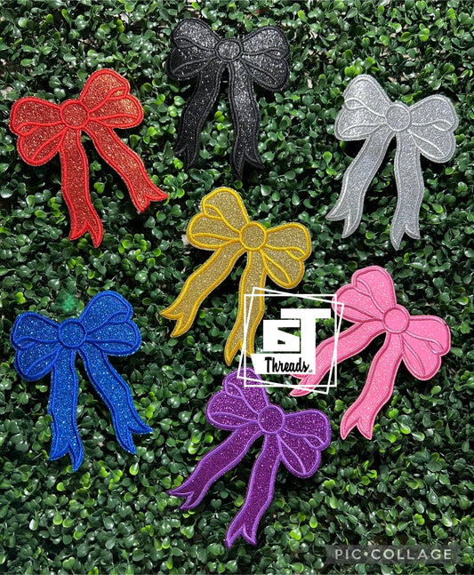 Glitter Bows(Set of 2) ....Patches Only 6j Threads LLC