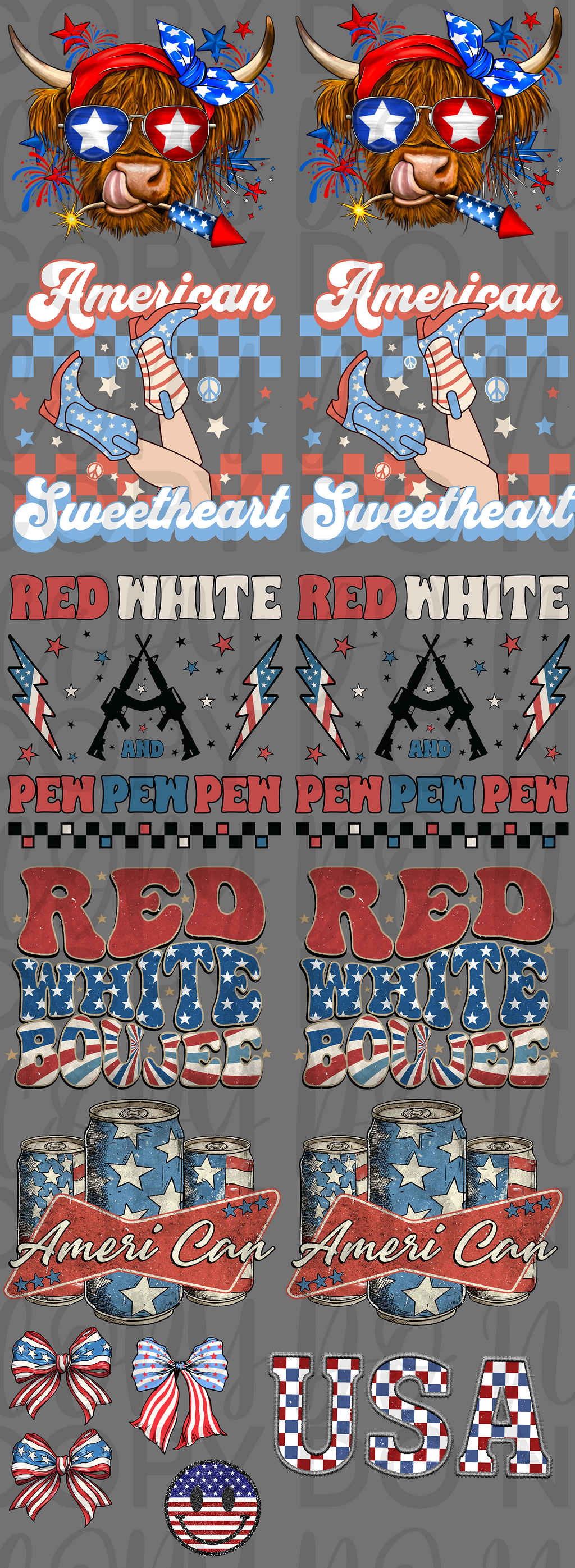 4th Of July Pre Made Gang Sheet