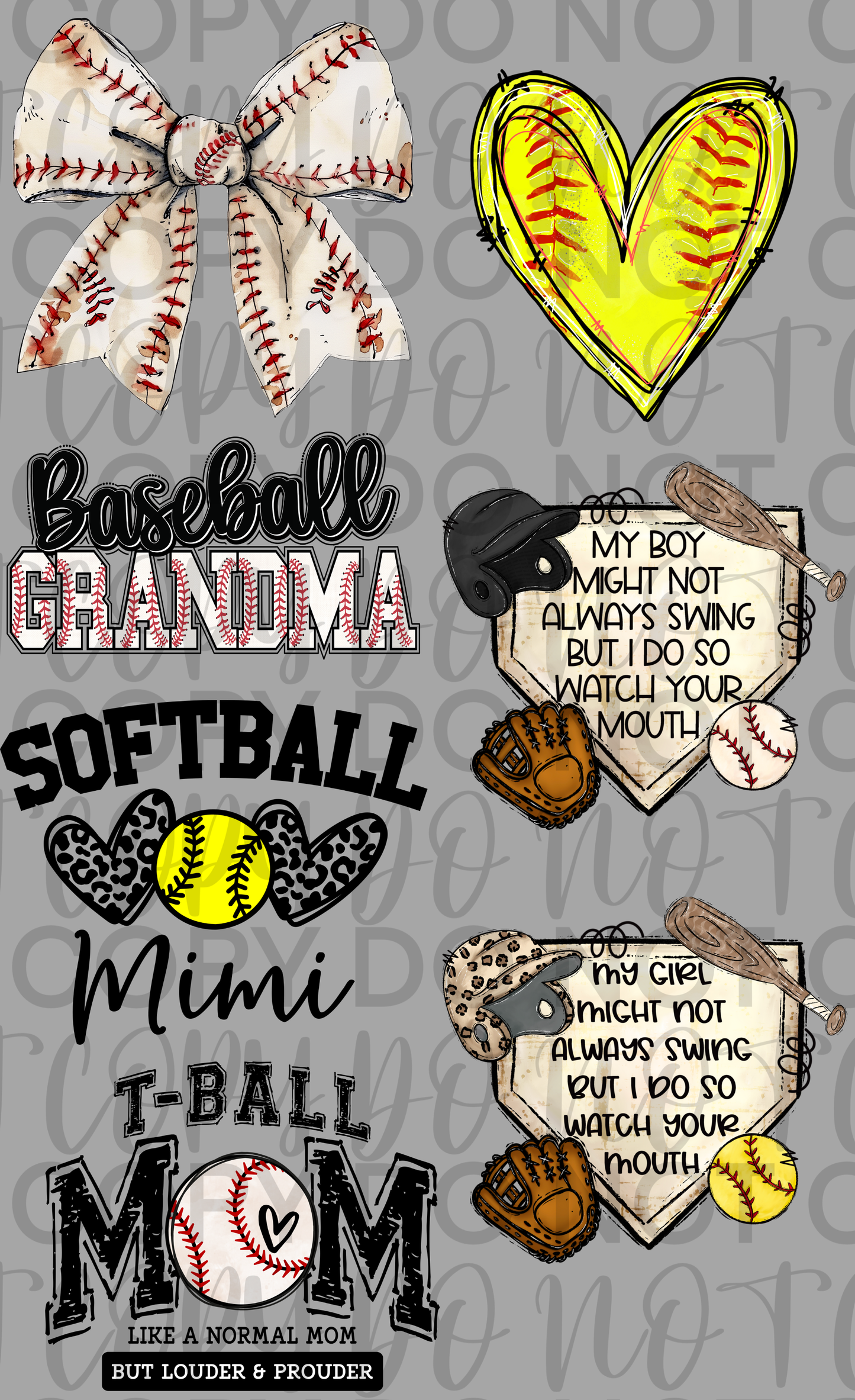 Softball/Baseball Gang Sheet Mini