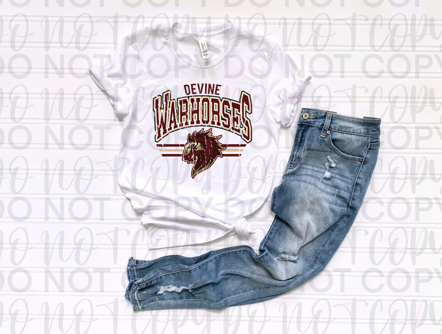 Devine Warhorses Distressed Mascot Tee