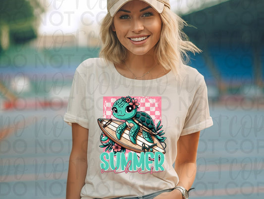 Summer vibes turtle checkered