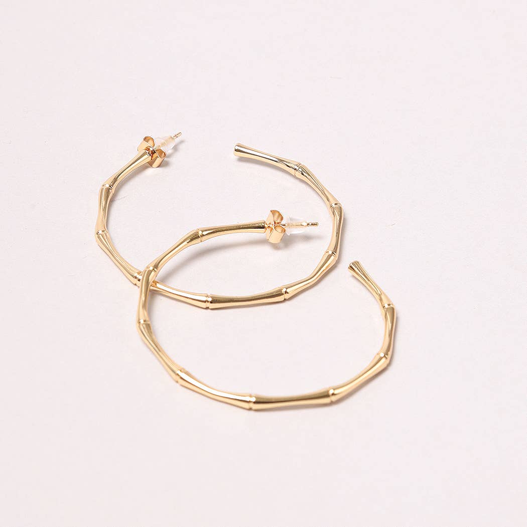 14K Gold-Dipped Textured Hoop Post Earring