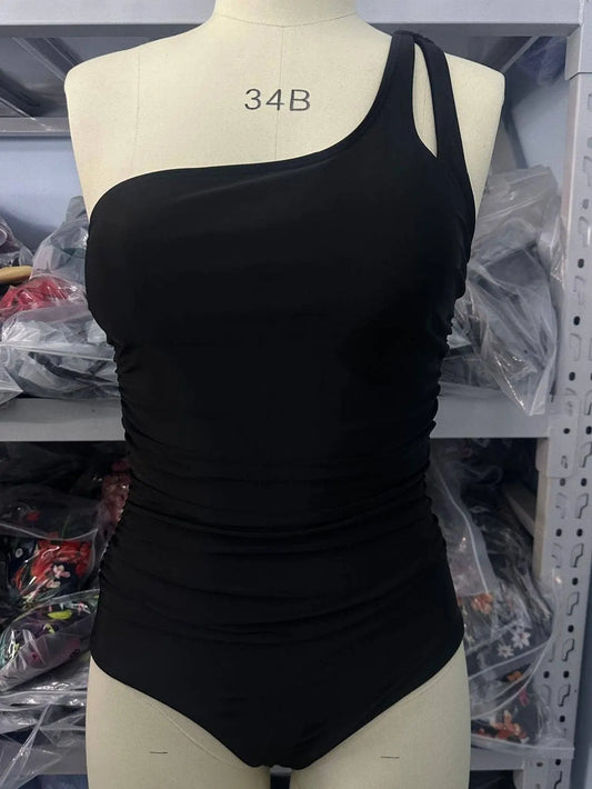 Sea bikini one-shoulder one piece swimsuit HIDDENBRAND