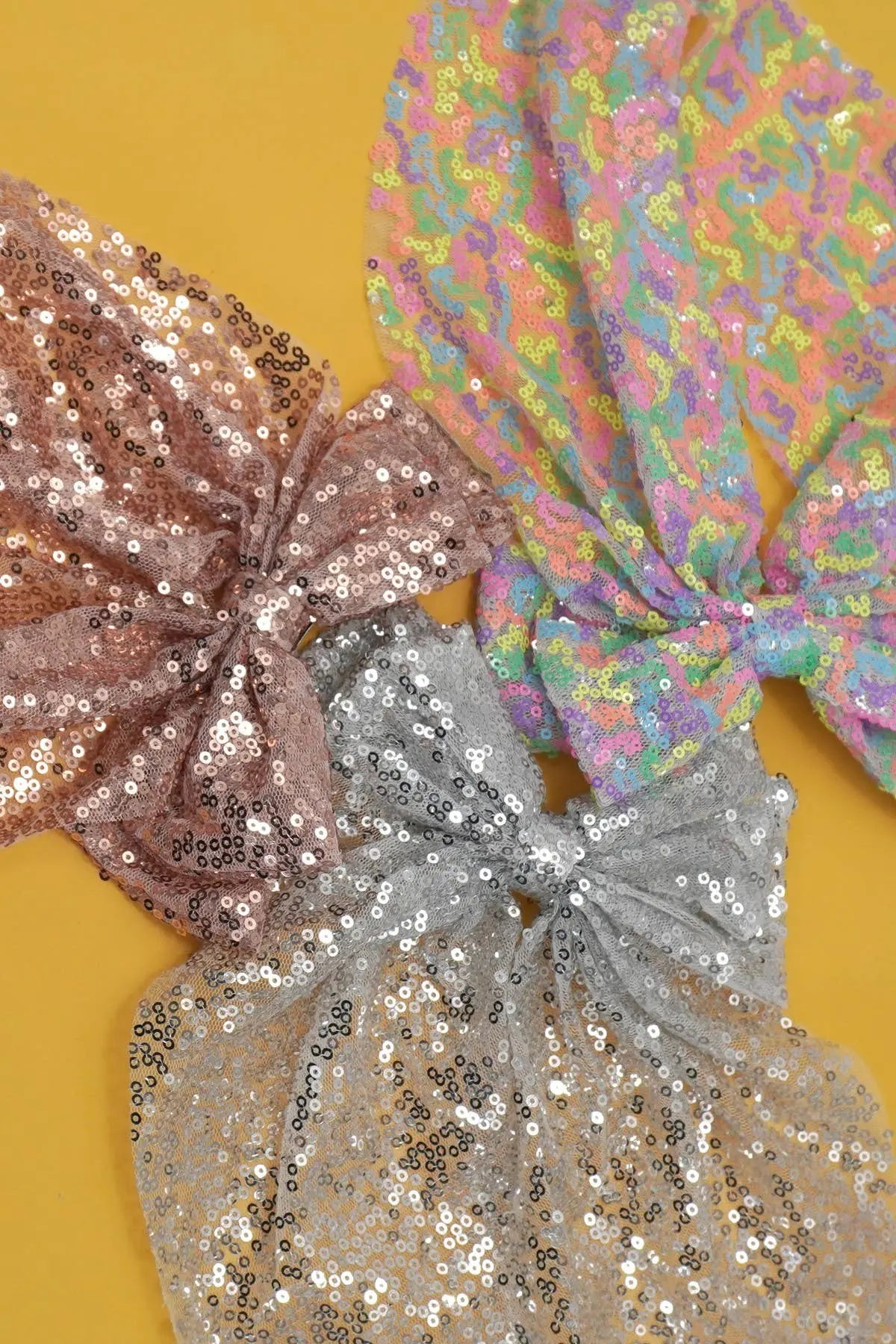 SEQUIN GLITTER ORGANZA BOW RIBBON HAIR CLIPS | 40H921 JOSSLYN by wall to wall