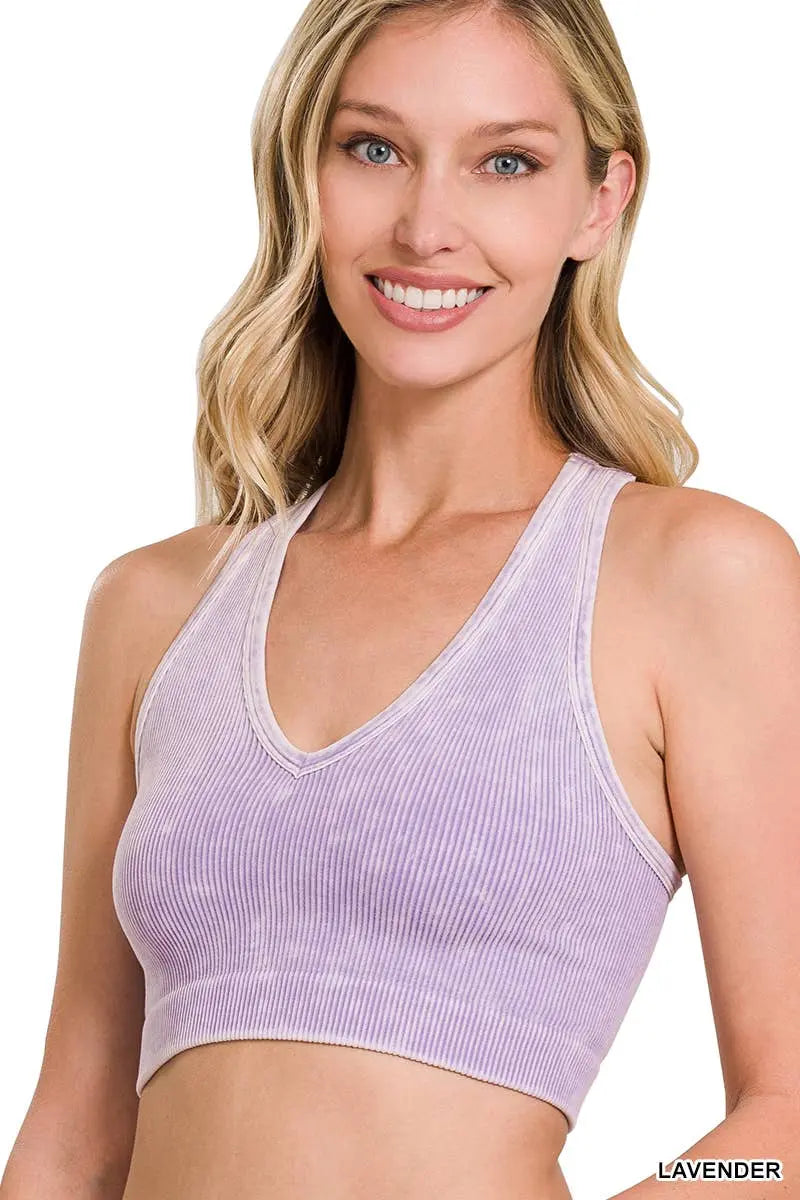 Washed rib Seamless Racerback Bra - Branded By Barta