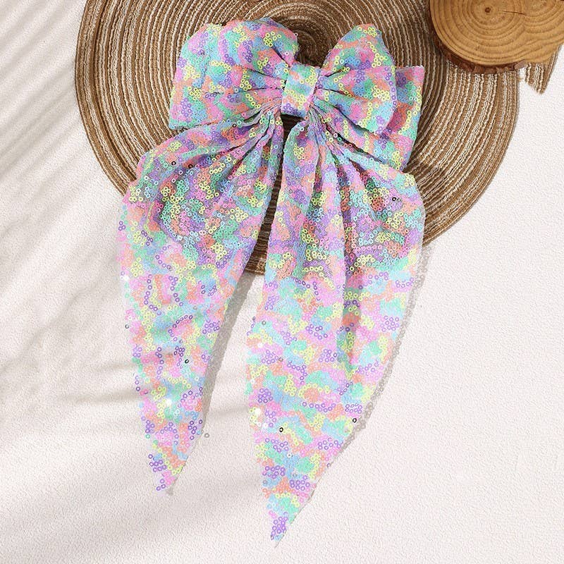 SEQUIN GLITTER ORGANZA BOW RIBBON HAIR CLIPS | 40H921 JOSSLYN by wall to wall