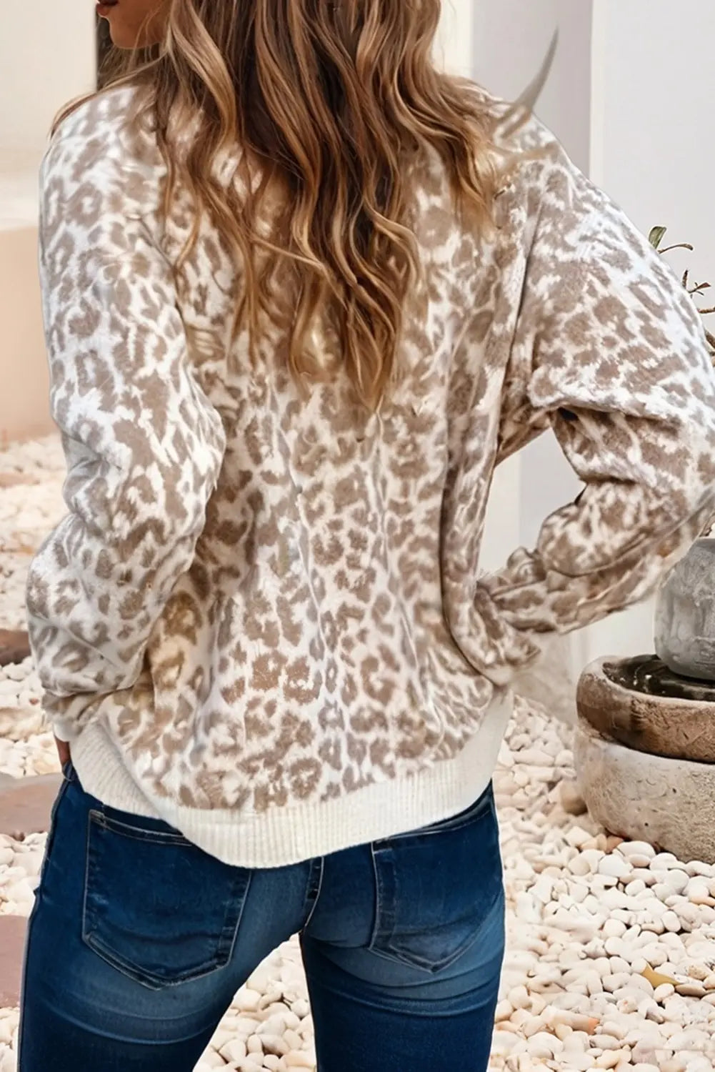 LDC Leopard Drop Shoulder Chunky Knitted Cardigan Sweater Little Daisy Closet