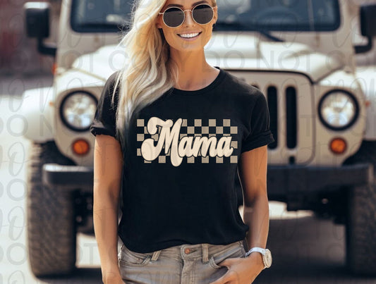 Mama Distressed Checkered