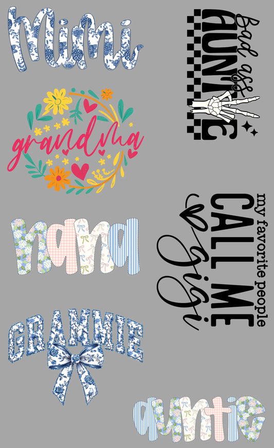 All Names Family Related Gang Sheet Mini Branded By Barta