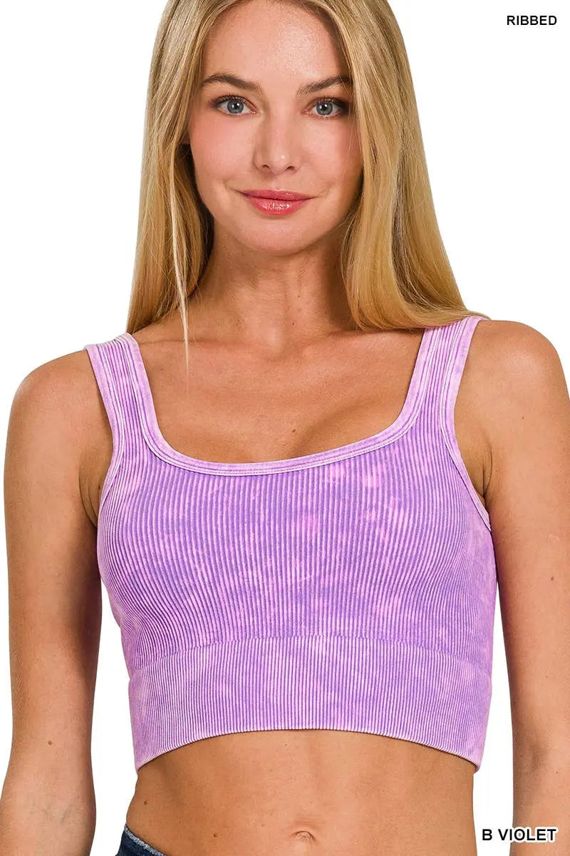 Washed Rib Square neck Crop Tank - Branded By Barta