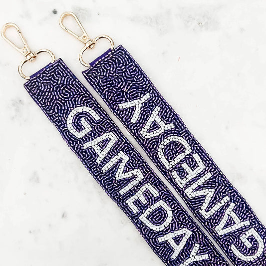Game Day Bag Strap Purple White Lou & Co