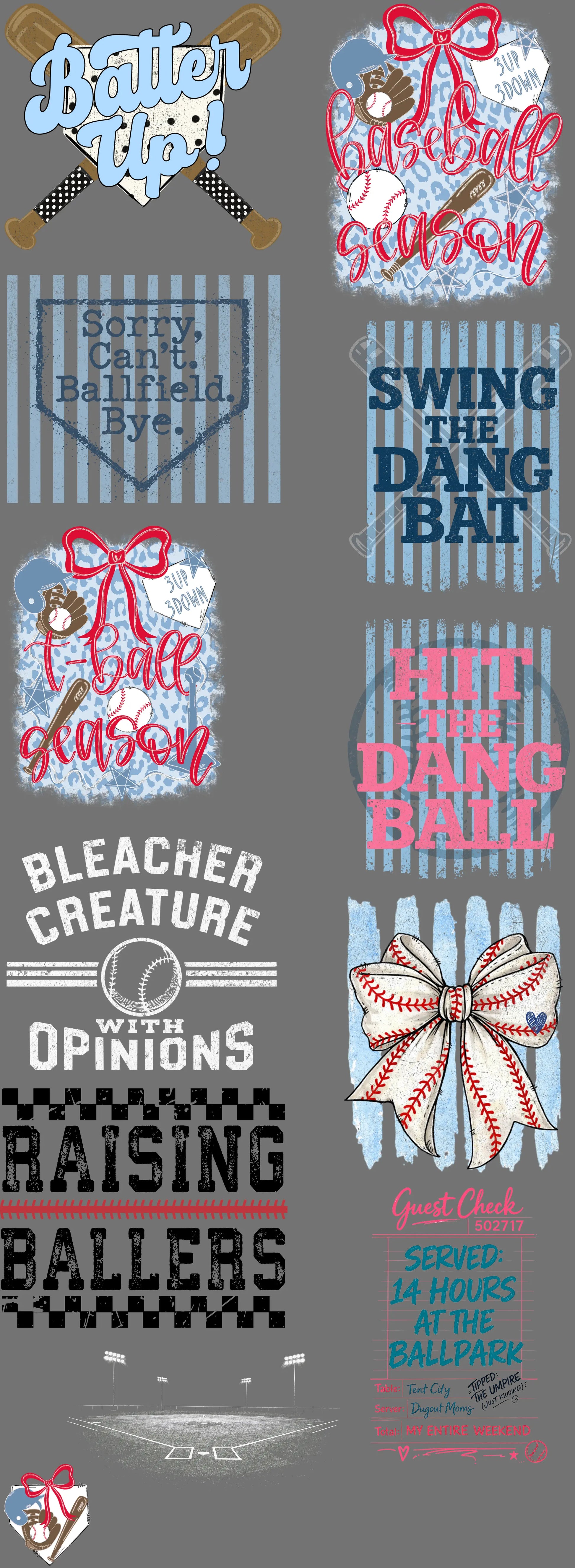 Softball, Baseball, & T-ball Pre Made Gang Sheet 2 brandedbybarta