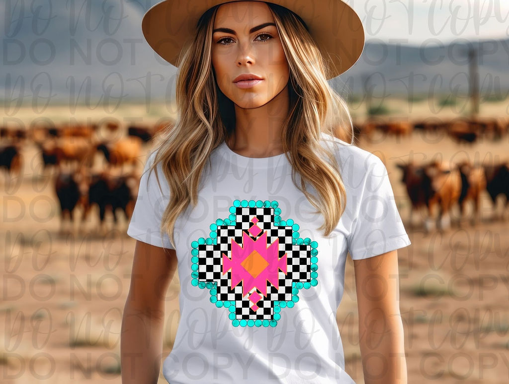 Neon Checkered Aztec