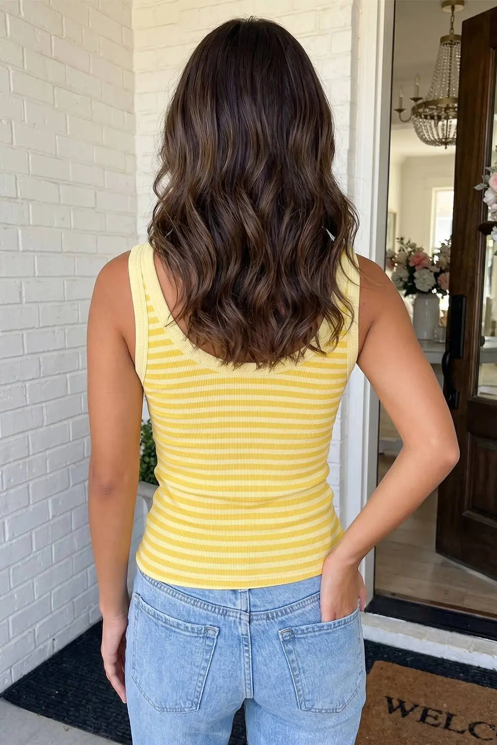 LAS Striped Ribbed Knit Slim Tank Top (S-XL) LA Society