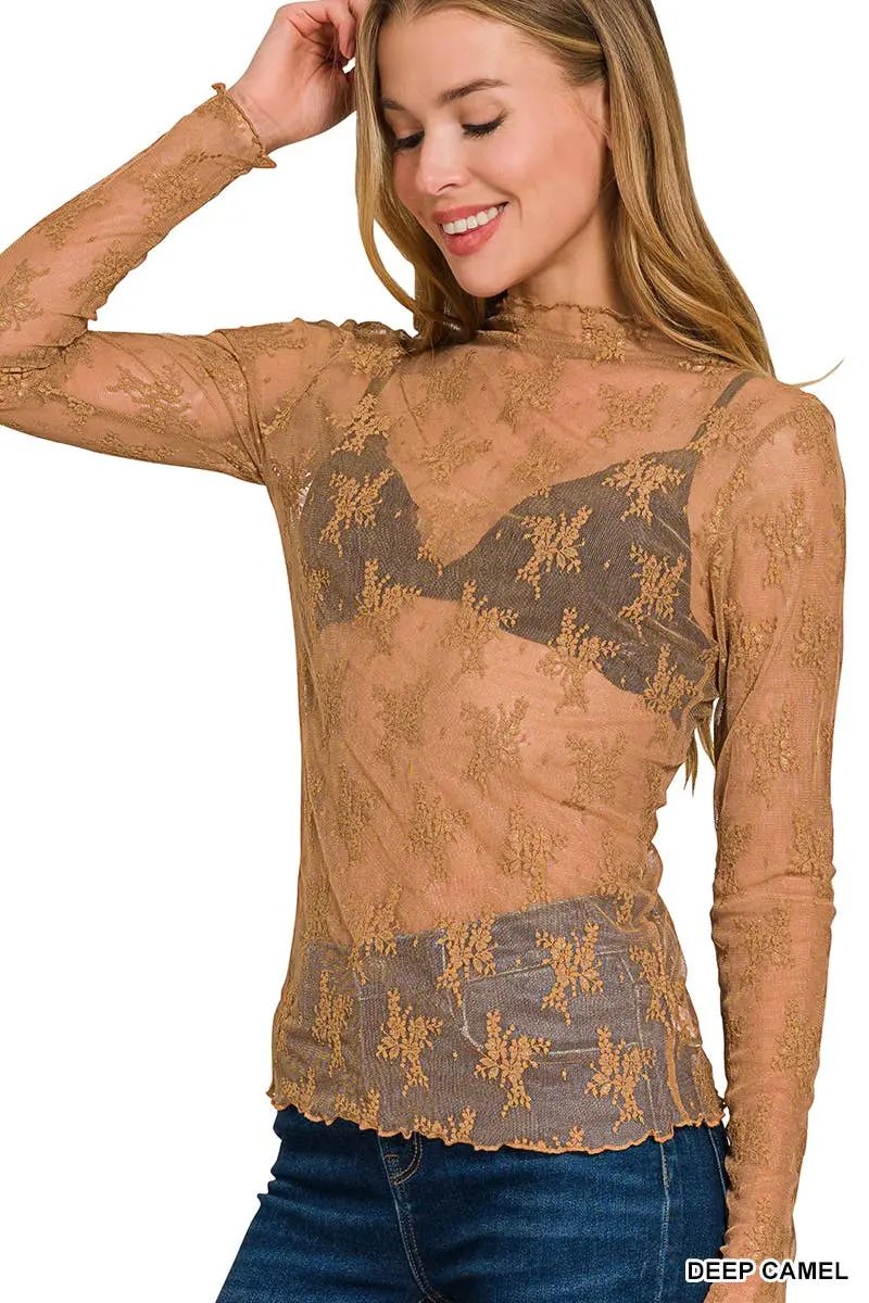 Lace See Through Layering Top As shown 42POPS