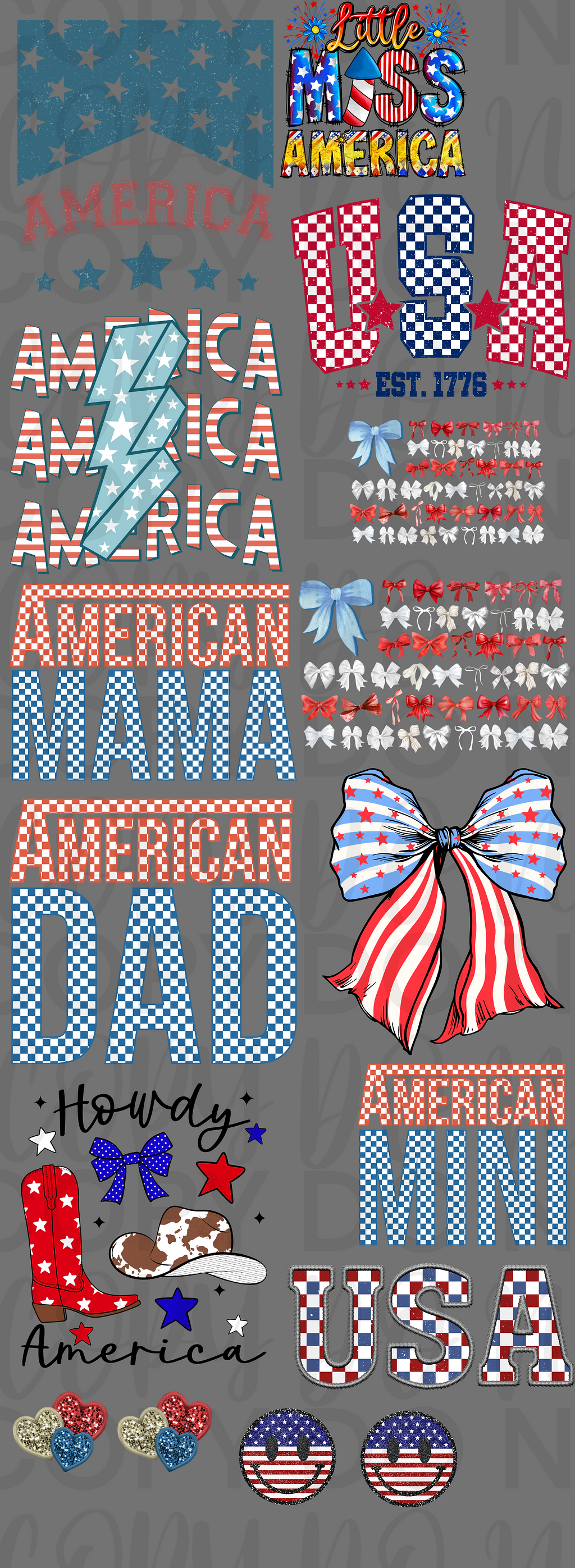 Red, White, & Blue Pre Made Gang Sheet 2