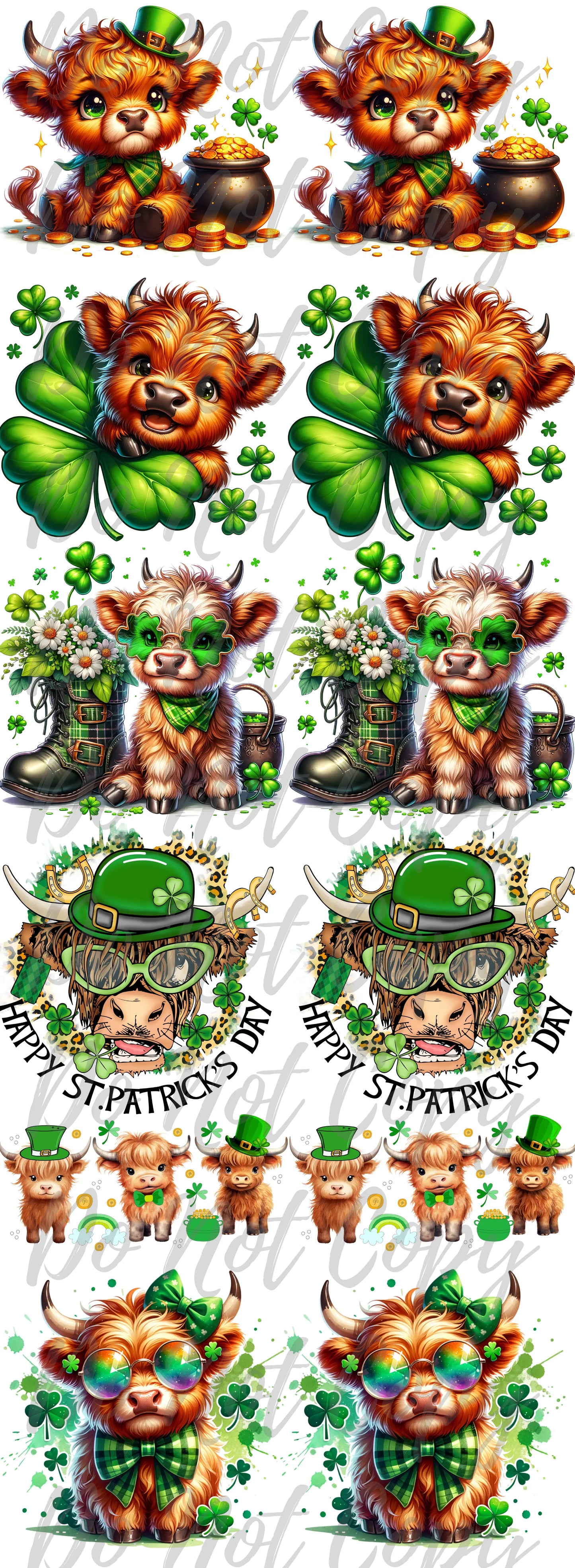 Cow St. Patrick's Day Pre Made Gang Sheet
