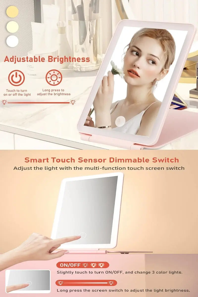 Rechargeable travel led makeup mirror tablet Branded By Barta