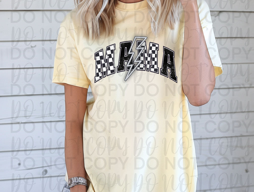 Checkered Neon Mama Tee